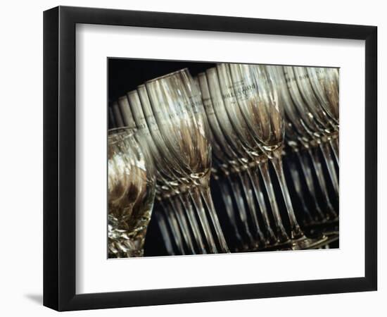 Rows of Champagne Flutes and Wine Glasses in Bar Melbourne, Victoria, Australia-John Hay-Framed Photographic Print