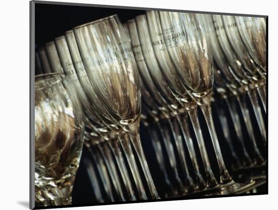 Rows of Champagne Flutes and Wine Glasses in Bar Melbourne, Victoria, Australia-John Hay-Mounted Photographic Print