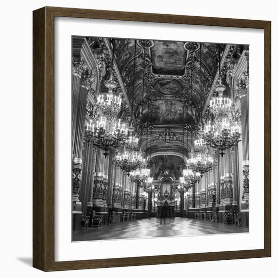 Rows of Chandeliers Hanging in the Grand Lobby of the Paris Opera House-null-Framed Premium Photographic Print