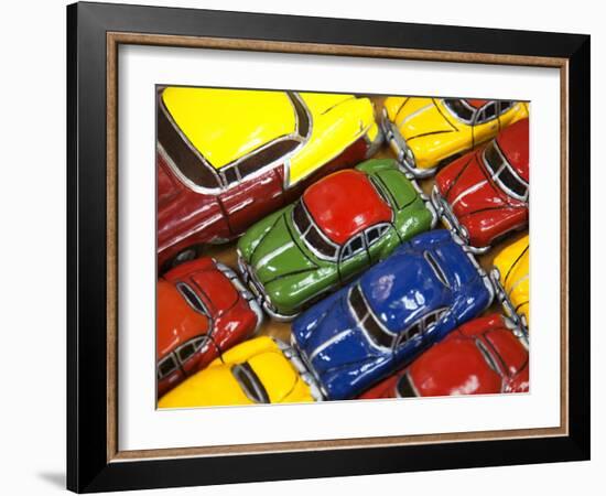 Rows of Colourful Model Traditional American Cars For Sale to Tourists, Old Havana, Cuba-Martin Child-Framed Photographic Print