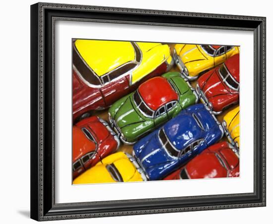 Rows of Colourful Model Traditional American Cars For Sale to Tourists, Old Havana, Cuba-Martin Child-Framed Photographic Print