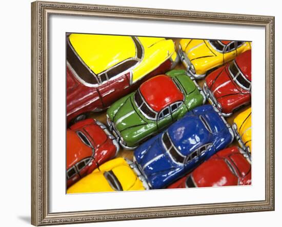 Rows of Colourful Model Traditional American Cars For Sale to Tourists, Old Havana, Cuba-Martin Child-Framed Photographic Print