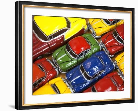 Rows of Colourful Model Traditional American Cars For Sale to Tourists, Old Havana, Cuba-Martin Child-Framed Photographic Print