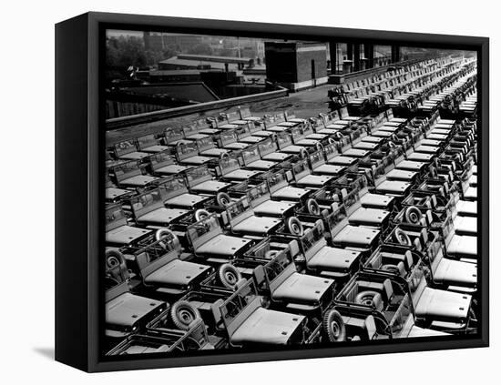 Rows of Finished Jeeps Churned Out in Mass Production for War Effort as WWII Allies-Dmitri Kessel-Framed Premier Image Canvas