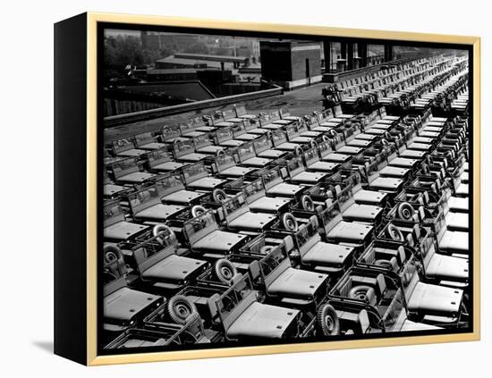 Rows of Finished Jeeps Churned Out in Mass Production for War Effort as WWII Allies-Dmitri Kessel-Framed Premier Image Canvas