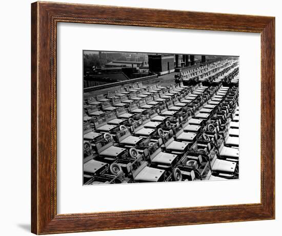 Rows of Finished Jeeps Churned Out in Mass Production for War Effort as WWII Allies-Dmitri Kessel-Framed Premium Photographic Print