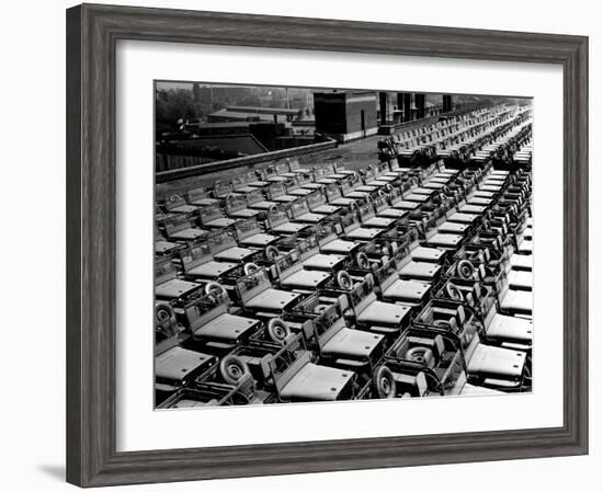 Rows of Finished Jeeps Churned Out in Mass Production for War Effort as WWII Allies-Dmitri Kessel-Framed Photographic Print