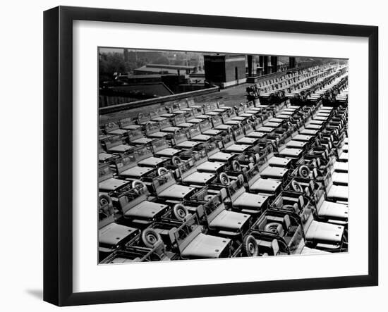 Rows of Finished Jeeps Churned Out in Mass Production for War Effort as WWII Allies-Dmitri Kessel-Framed Photographic Print