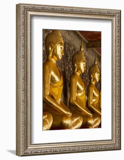 Rows of Gold Buddha Statues, Wat Suthat Temple, Bangkok, Thailand, Southeast Asia, Asia-Stephen Studd-Framed Photographic Print