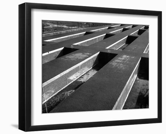 Rows of Grill-Covered Ventillation Housings Atop Roof of the Industrial Rayon Corp. Factory-Margaret Bourke-White-Framed Photographic Print