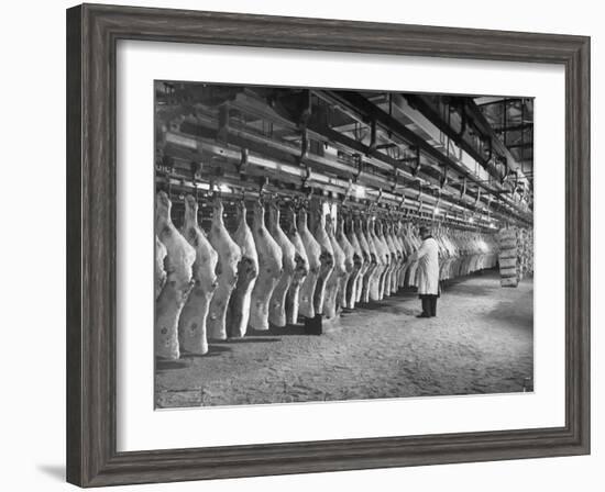 Rows of Meat in Storage at Bronx Warehouse-Herbert Gehr-Framed Photographic Print