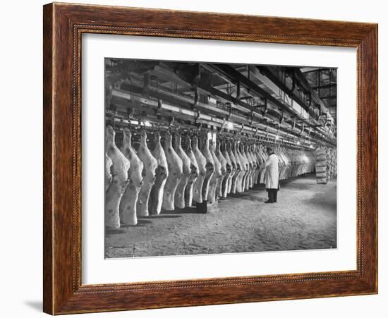 Rows of Meat in Storage at Bronx Warehouse-Herbert Gehr-Framed Photographic Print