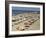 Rows of Open Beach Umbrellas Lining a Sandy Cape Cod Beach-Dmitri Kessel-Framed Photographic Print