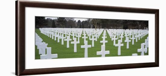 Rows of Tombstones in a Cemetery, American Cemetery, Normandy, France-null-Framed Photographic Print