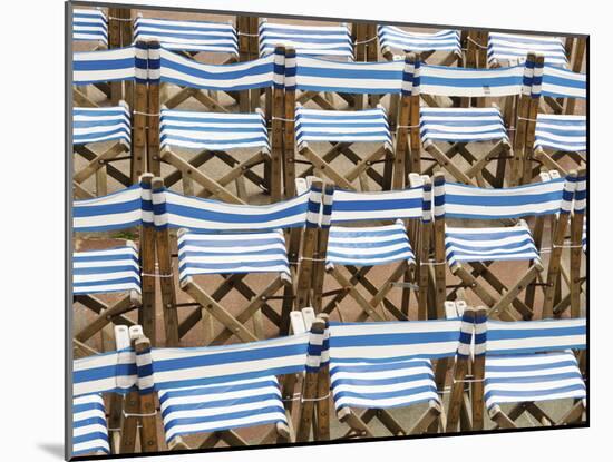 Rows of Traditional Blue and White Deckchairs, Eastbourne, Sussex, Uk-Nadia Isakova-Mounted Photographic Print