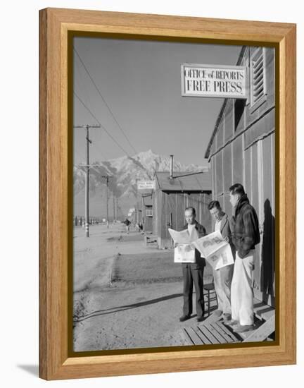 Roy Takeno, Editor, and Group, Manzanar Relocation Center, California-Ansel Adams-Framed Stretched Canvas