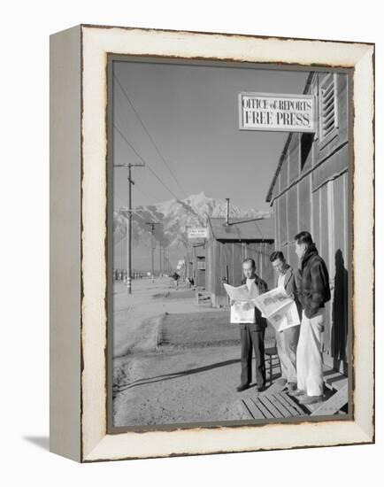 Roy Takeno, Editor, and Group, Manzanar Relocation Center, California-Ansel Adams-Framed Stretched Canvas