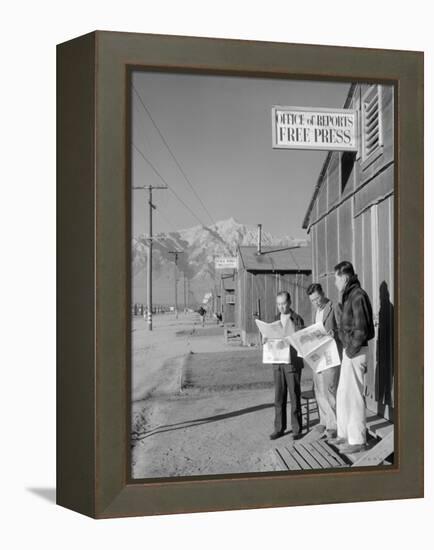 Roy Takeno, Editor, and Group, Manzanar Relocation Center, California-Ansel Adams-Framed Stretched Canvas