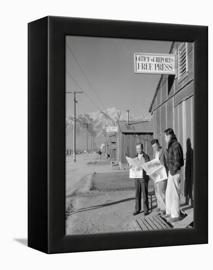 Roy Takeno, Editor, and Group, Manzanar Relocation Center, California-Ansel Adams-Framed Stretched Canvas