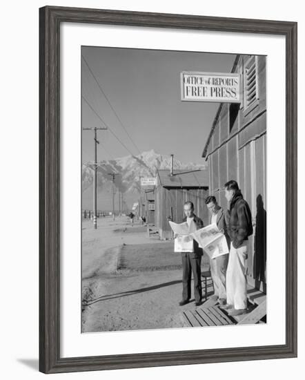 Roy Takeno, Editor, and Group, Manzanar Relocation Center, California-Ansel Adams-Framed Photo