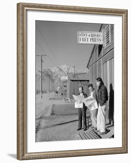 Roy Takeno, Editor, and Group, Manzanar Relocation Center, California-Ansel Adams-Framed Photo