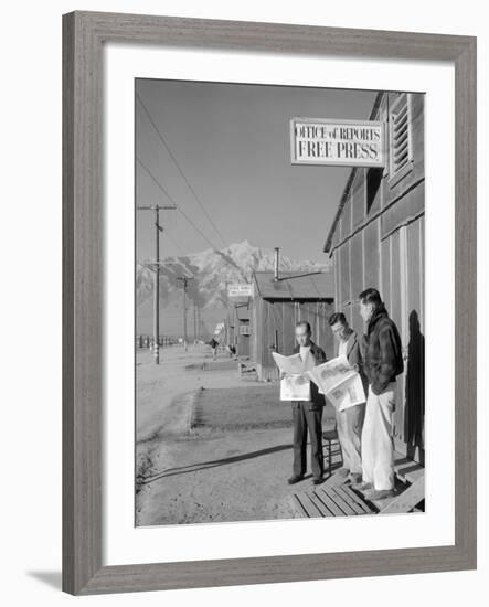 Roy Takeno, Editor, and Group, Manzanar Relocation Center, California-Ansel Adams-Framed Photo