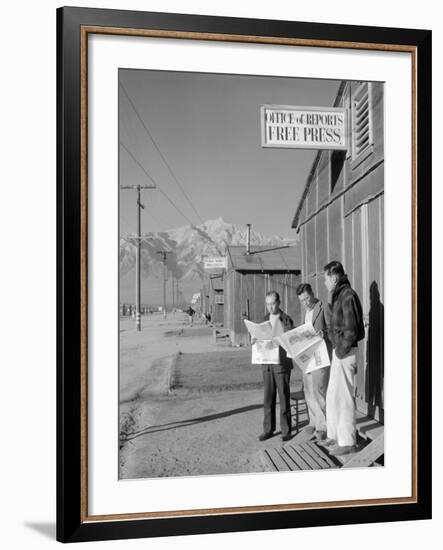 Roy Takeno, Editor, and Group, Manzanar Relocation Center, California-Ansel Adams-Framed Photo