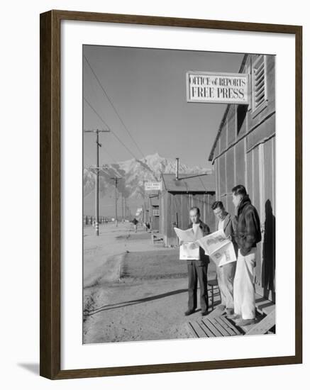 Roy Takeno, Editor, and Group, Manzanar Relocation Center, California-Ansel Adams-Framed Photo