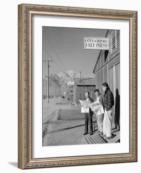 Roy Takeno, Editor, and Group, Manzanar Relocation Center, California-Ansel Adams-Framed Photo