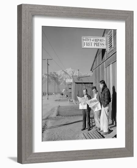 Roy Takeno, Editor, and Group, Manzanar Relocation Center, California-Ansel Adams-Framed Photo