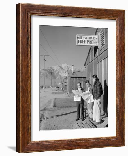 Roy Takeno, Editor, and Group, Manzanar Relocation Center, California-Ansel Adams-Framed Photo