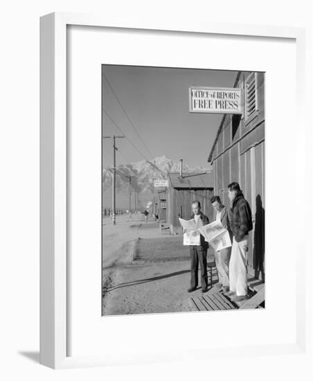 Roy Takeno, Editor, and Group, Manzanar Relocation Center, California-Ansel Adams-Framed Photo