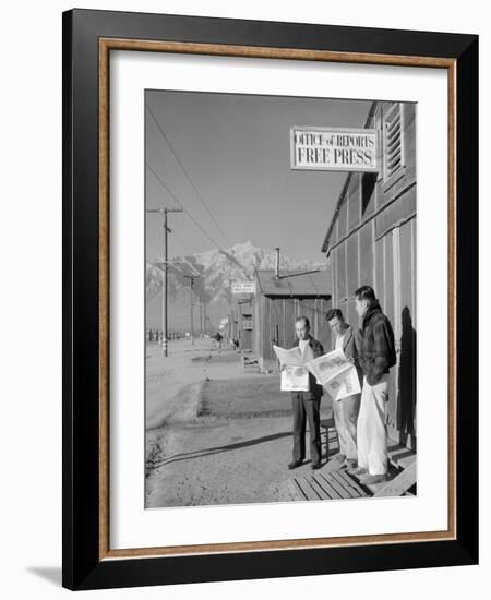 Roy Takeno, Editor, and Group, Manzanar Relocation Center, California-Ansel Adams-Framed Photo