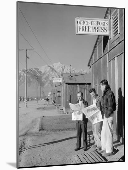 Roy Takeno, Editor, and Group, Manzanar Relocation Center, California-Ansel Adams-Mounted Photo