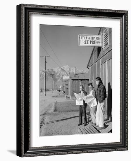 Roy Takeno, Editor, and Group, Manzanar Relocation Center, California-Ansel Adams-Framed Photo