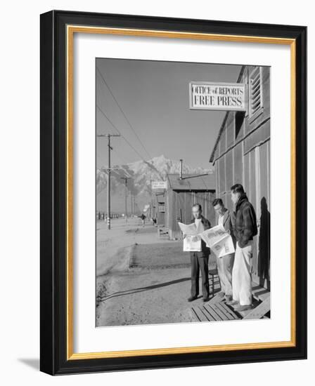Roy Takeno, Editor, and Group, Manzanar Relocation Center, California-Ansel Adams-Framed Photo
