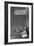 Roy Takeno Reading Paper in Front of Office-Ansel Adams-Framed Art Print