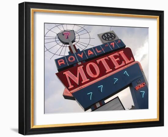 Royal 7 Motel Sign, Bozeman, Montana, USA-Nancy & Steve Ross-Framed Photographic Print