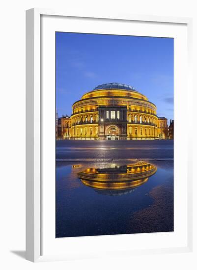 Royal Albert Hall Reflected in Puddle, London, England, United Kingdom, Europe-Stuart Black-Framed Photographic Print