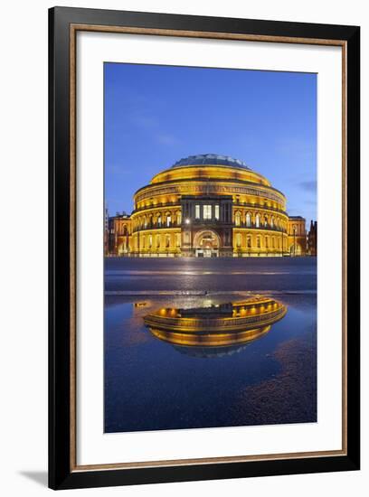 Royal Albert Hall Reflected in Puddle, London, England, United Kingdom, Europe-Stuart Black-Framed Photographic Print