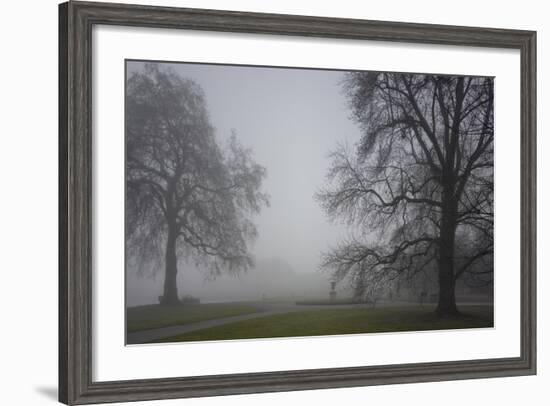 Royal Botanic Gardens, Kew, London. Palm House Obscured by Fog with Winter Trees-Richard Bryant-Framed Photographic Print