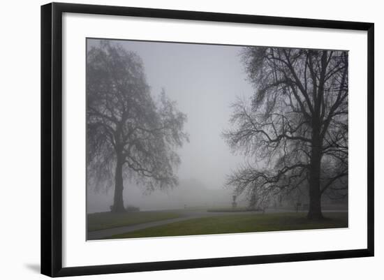 Royal Botanic Gardens, Kew, London. Palm House Obscured by Fog with Winter Trees-Richard Bryant-Framed Photographic Print