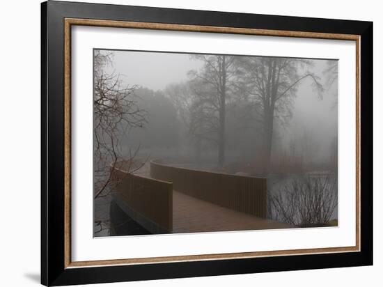 Royal Botanic Gardens, Kew, London. the Sackler Crossing in Fog with Winter Trees-Richard Bryant-Framed Photographic Print