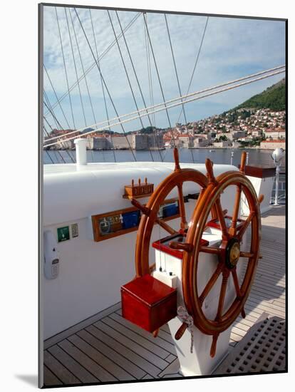 Royal Clipper Helm, Dubrovnik, Croatia-Lisa S^ Engelbrecht-Mounted Photographic Print