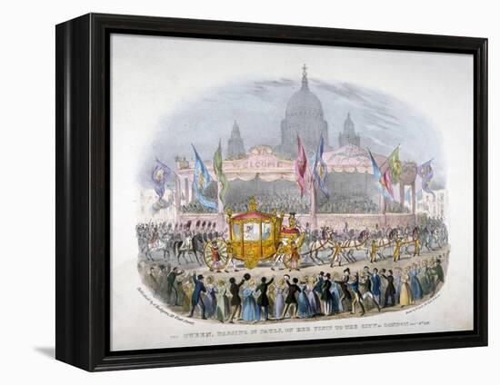 Royal Coach Passing St Paul's Cathedral, City of London, 1837-null-Framed Premier Image Canvas