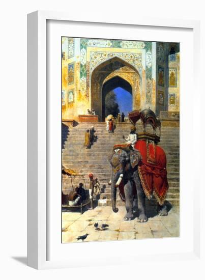 Royal Elephant at the Gateway to the Jami Masjid, Mathura, 19th or Early 20th Century-Edwin Lord Weeks-Framed Giclee Print