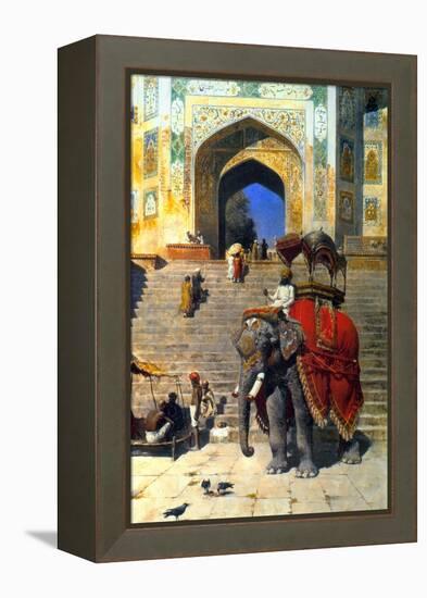 Royal Elephant at the Gateway to the Jami Masjid, Mathura, 19th or Early 20th Century-Edwin Lord Weeks-Framed Premier Image Canvas