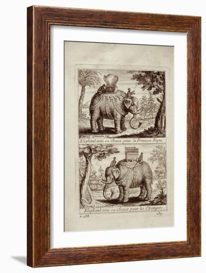 Royal Elephants, from 'Voyage Du Siam Des Peres Jesuites' by Guy Tachard, 1688-null-Framed Giclee Print