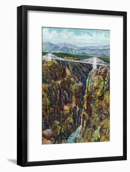 Royal Gorge, Colorado, Aerial View of the Gorge and the Bridge-Lantern Press-Framed Art Print