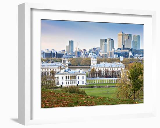 Royal Greenwich Park, National Maritime Musuem, and Canary Wharf in Autumn, London, England-Jane Sweeney-Framed Photographic Print